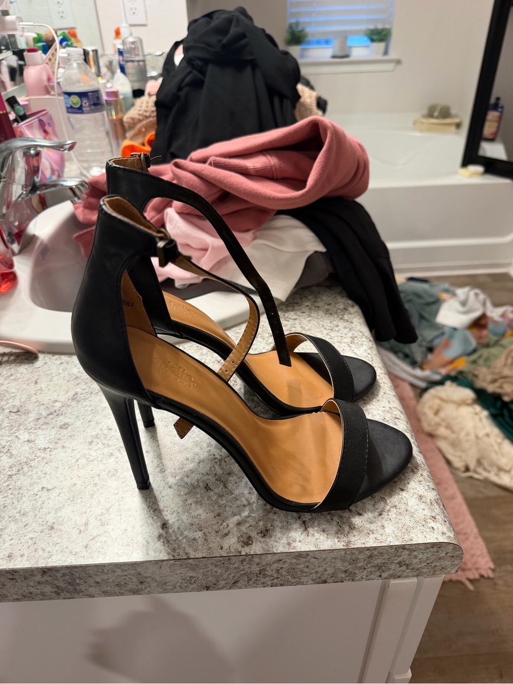 Black Strappy High Heel Sandals